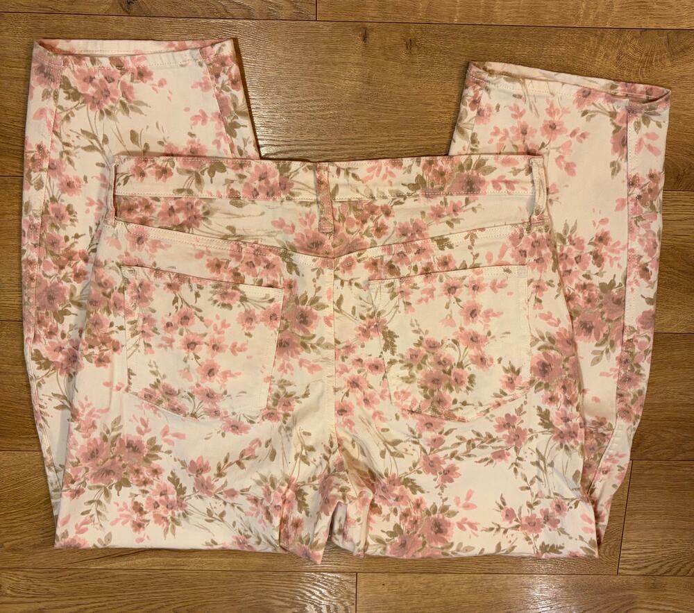 Gap Denim Barrel Jeans 14/32 Long Pink Floral High Rise Baggy